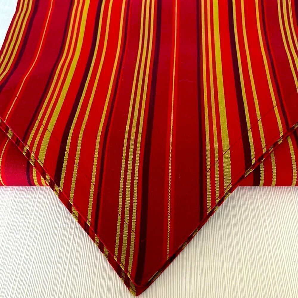 Bold Red Striped Reversible Rectangular Table Runner- 90” by 14” - Picture 3 of 4
